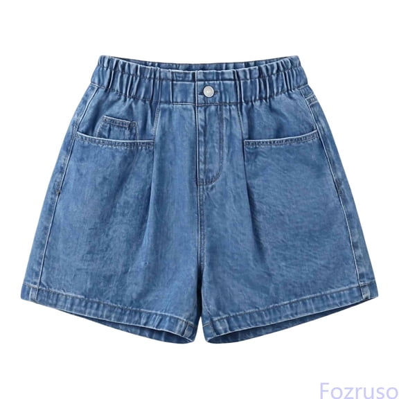 Fozruso Girls' Denim Shorts For Girls – Classic Cut Lightweight Everyday Short With Comfortable Stretch Denim And Hardware For And School for Kids Daily School(Blue)