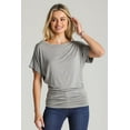 thumbnail image 3 of 2201 Women's Solid Short Sleeve Boat Neck Dolman Top With Side Shirring HGrey M, 3 of 5