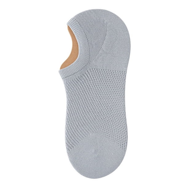 Nvzi 3 pairs of Men's No Show Socks Non-Slip Silicon Grip Moisture Wicking Low Cut Invisible Casual Socks,Light Grey