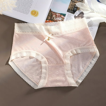 

LEEy-world Womens Panties Sexy Lace Women S Panties Hollow Out Middle High Waist Briefs Fat Cotton Bottom Shorts Beige M