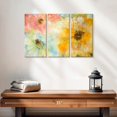thumbnail image 2 of Elephant Stock Flower Trio Wall Art - Horizontal Multi Panel Canvas - Living Room Wall Decor - Floral And Botanical Multi Panel - Pink And Yellow Decor By Jill Martin - 23" x 14", 2 of 4