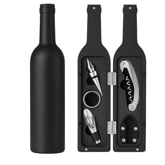 5-Piece Wine Accessories Set Bottle Case Corkscrew Pourer Stopper