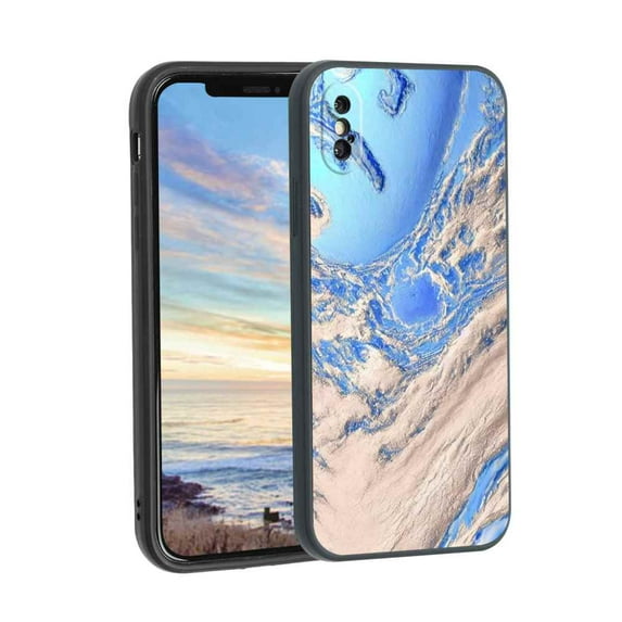 Compatible with iPhone XS Max Phone Case, Blue Marble 35 Case Men Women, Flexible Silicone Shockproof Case for iPhone XS Max