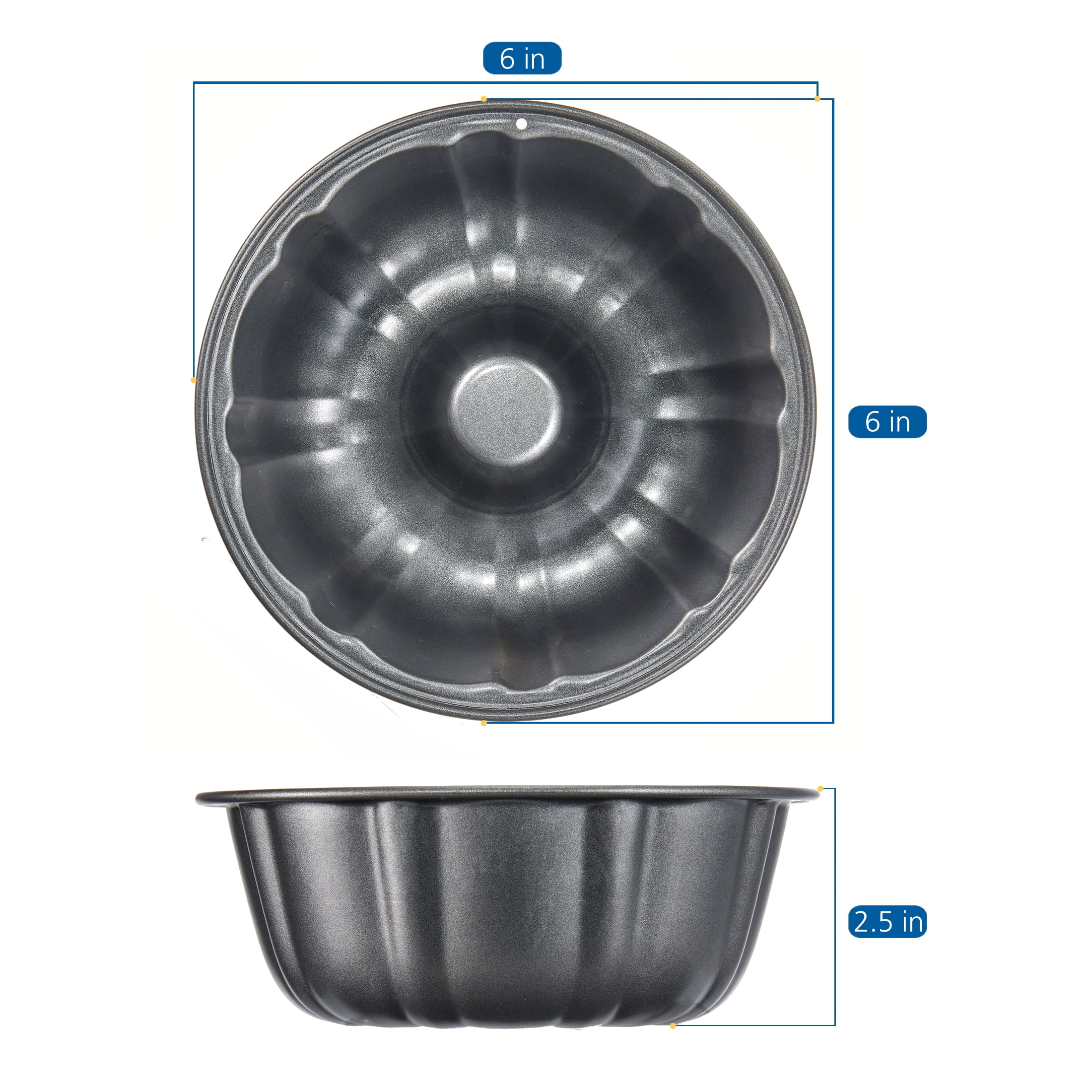 Mainstays 6 inch Mini Fluted Cake Pan, Carbon Steel