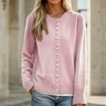 thumbnail image 2 of AKOEE Knit Sweater Cardigans for Women Fall Casual Button Up Jacket Crew Neck Solid Color Long Sleeve Knitwear (S, Pink), 2 of 4