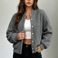 thumbnail image 2 of Levmjia Women's Fuzzy Sherpa Jacket Snap Button Up Bomber Coat Warm Outerwear with Pockets, 2 of 6