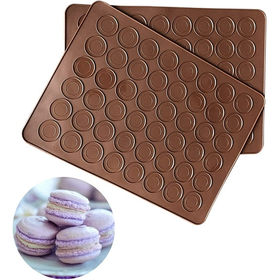 Heldig Silicone Macaron Baking Mats, 2 Non-Stick Silicone Baking Mats, Food Safe Baking Mat, Great For Macaron, Cookies, Bread, Pastry, Dessert (2Pcs 48Capavity)B