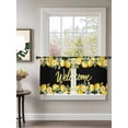 thumbnail image 2 of Sheer Curtains 45 Inch Length 2 Panels Set for Kitchen, Yellow Lemons Semi Sheer Curtains for Windows, Summer Fruits Leaves Botanical Black Voile Window Treatments Rod Pocket Curtain, 2 of 7