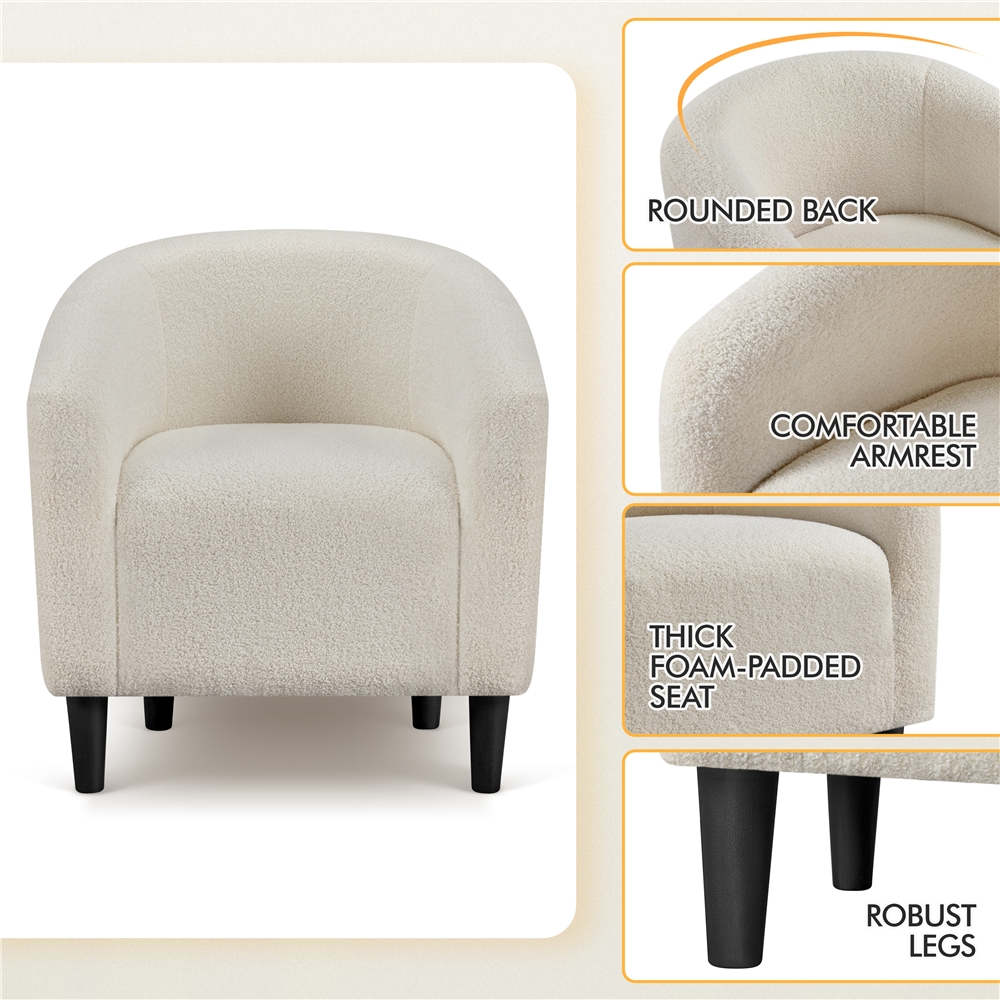 Renwick Modern Upholstered Tub Chair Set of 2, Ivory Boucle photo 3
