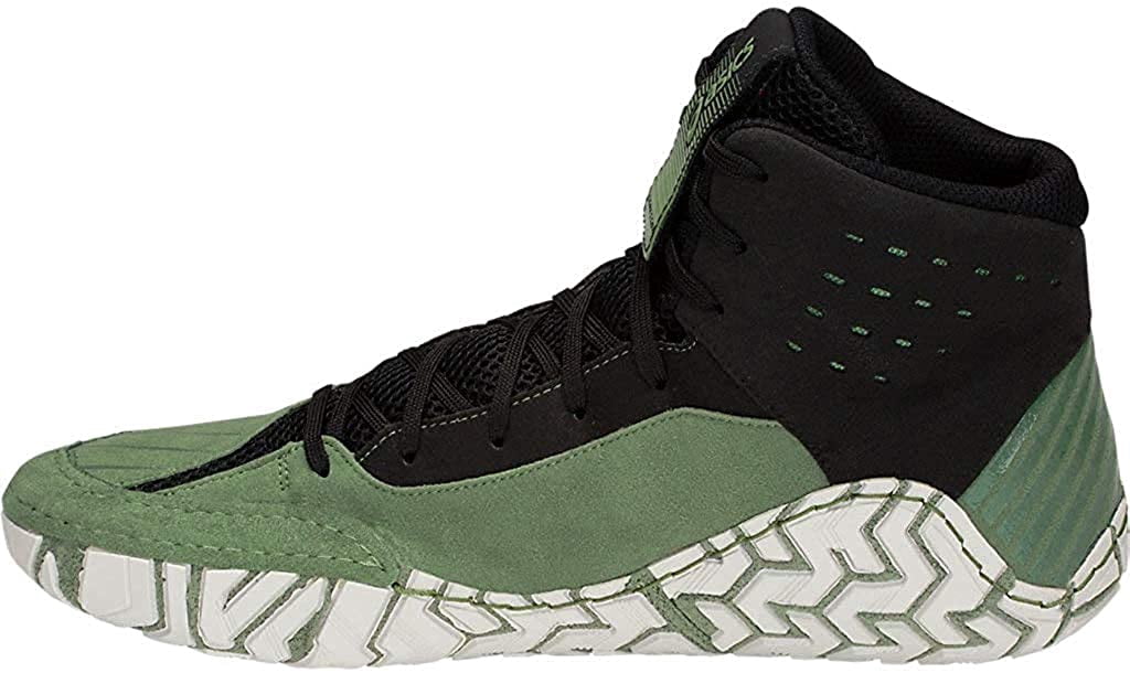 green and white wrestling shoes
