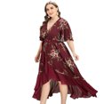 thumbnail image 2 of HKEDES Robe Maxi Portefeuille Bohème à Imprimé Floral pour Femmes Grande Taille, 2 of 8