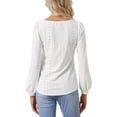 thumbnail image 3 of INSPIRE CHIC Women's Casual Hollow Out Shirt Square Collar Puff Long Sleeve Pullover Tops, 3 of 5