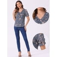 thumbnail image 2 of DARING DIVA Women's Ruffle V Neck Puff Blouse Top XS Grey Blue, 2 of 6