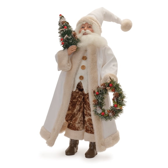 Melrose Resin Santa with Christmas Tree Figurine, 9-inch Height, Holiday Season Decoration