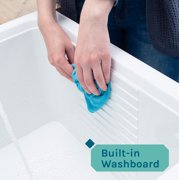 TEHILA White Utility Sink Laundry Vanity with Stainless Finish Pull-Out Faucet and Soap Dispenser