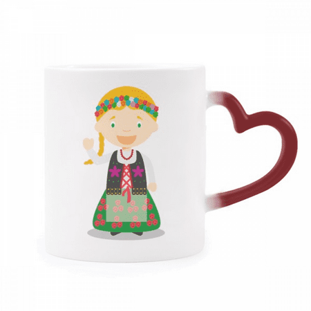 

Sle Blond Poland Cartoon Heat Sensitive Mug Red Color Changing Stoneware Cup