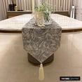 thumbnail image 2 of The HomeCentric Designer Silver Table Runner 8 Seater Table Runner (16 x 108 inch), Foil, Textured, Tassel, Jacquard fabric Table Linen, Abstract Pattern Modern Style - Silvery Stardust, 2 of 10