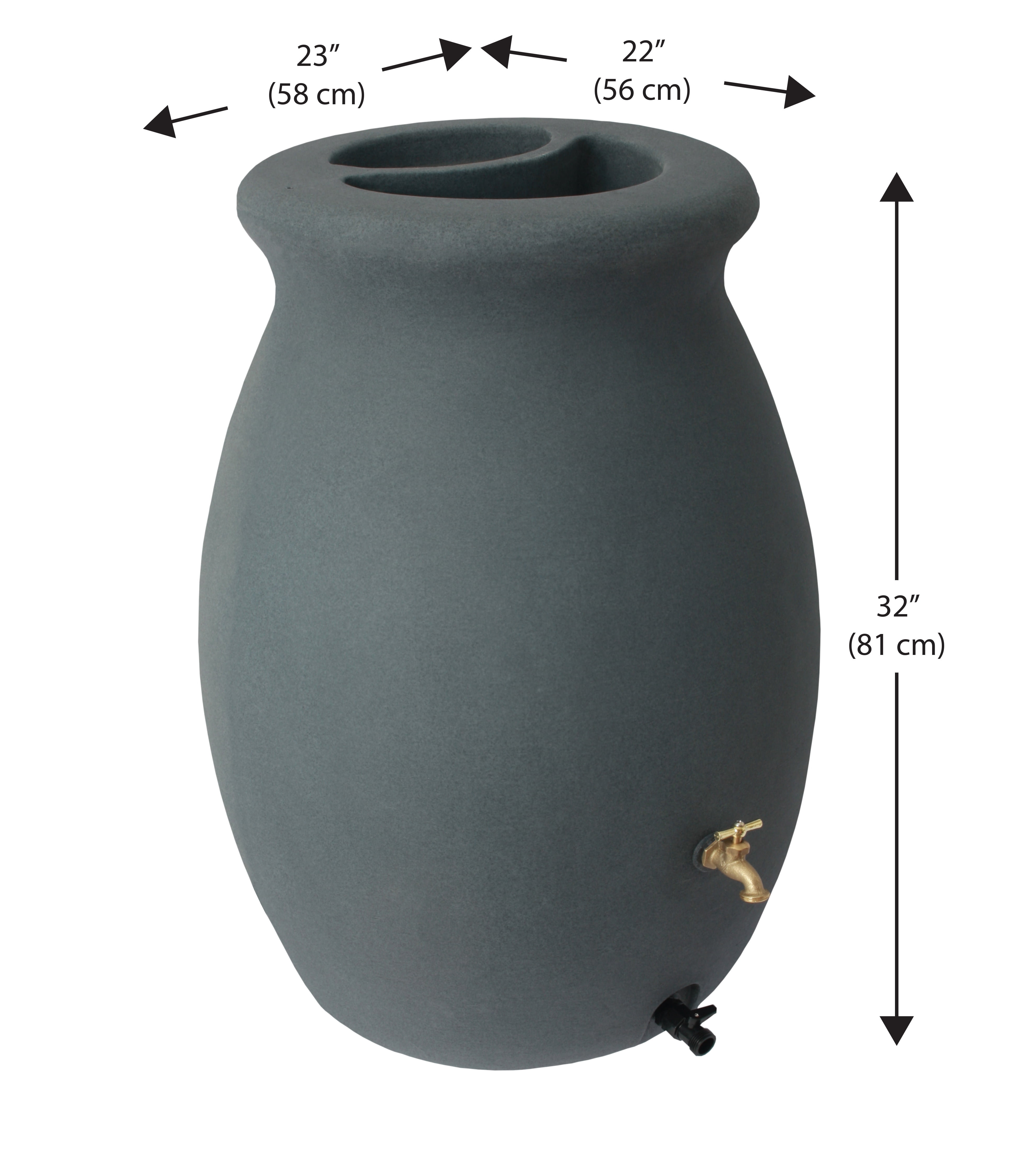 Algreen Flat Back Castilla Rain Barrel, 50 Gallon, Brownstone Resin
