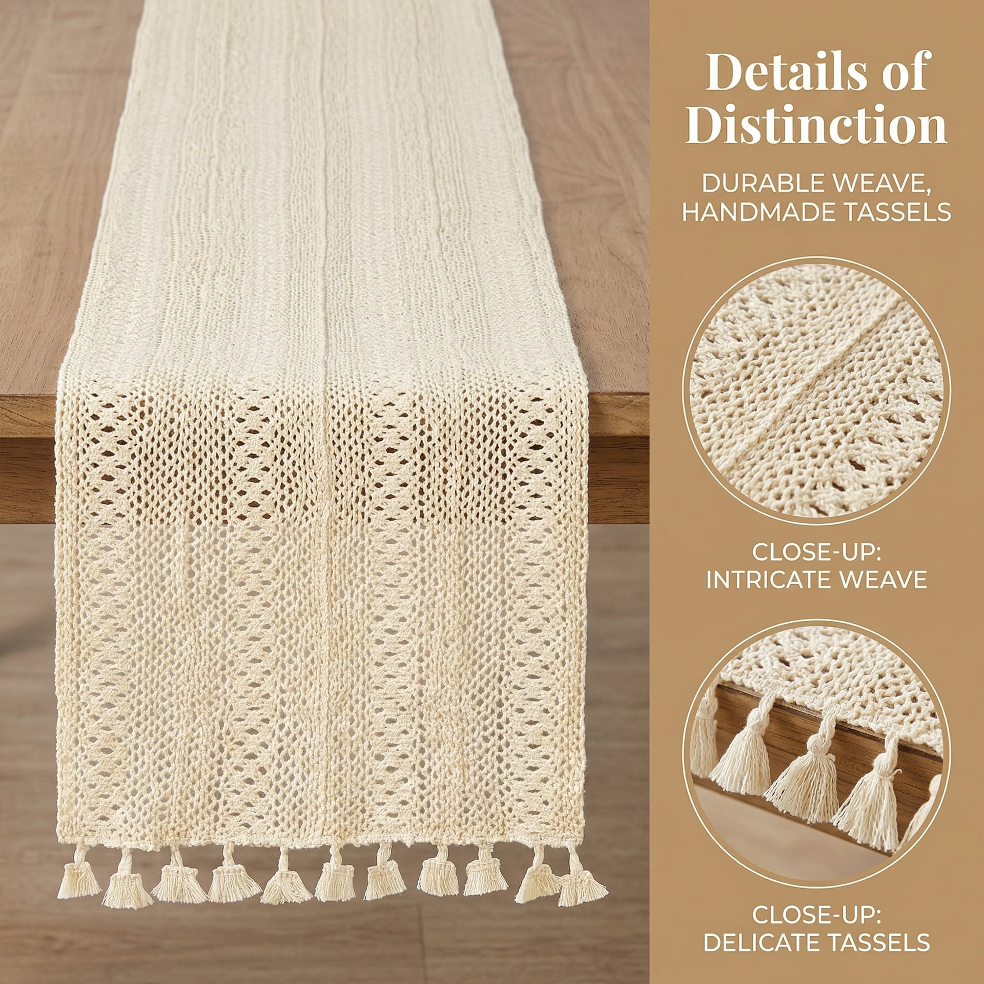 Unique Bargains Long Washable Cotton Kitchen Runner with Tassel Striped flower 70.9in