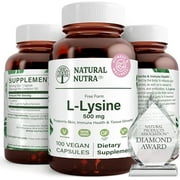 Natural Nutra L Lysine HCl, Promotes Bone Health and Growth, Improve Calcium Absorption, Non-GMO, Vegan, 500 mg, 100 Capsules.