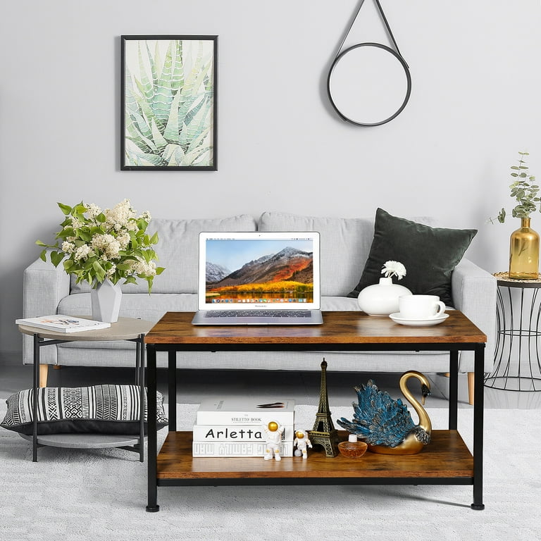 HomGarden Industrial Living Room Rectangle Wood Coffee Table HomGarden Industrial Living Room Rectangle Wood Coffee Table