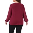 thumbnail image 4 of DARING DIVA Women's Plus Long Sleeve Blouse Dressy Work Shirts 1X Burgundy, 4 of 6
