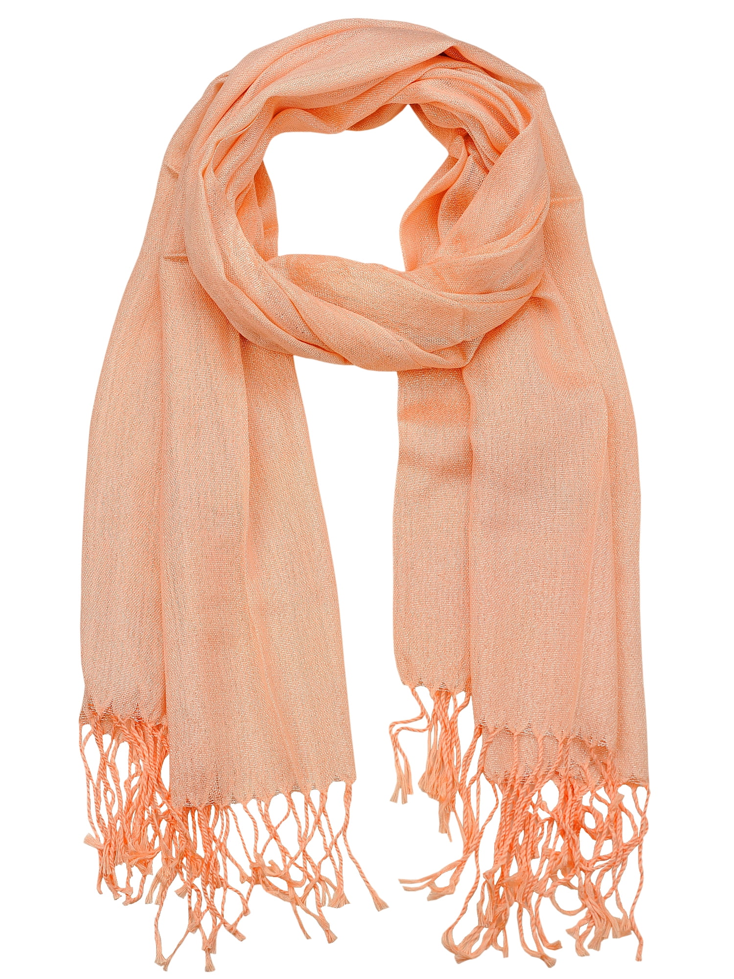 NYFASHION101 Women's Sheer Metallic Braided Tassel Ends Scarf Shawl