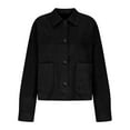 thumbnail image 5 of Delayuji Faux Suede Jacket For Women Lapel Casual Button Down Cropped Jacket Long Sleeve Outerwear Coats Work Clothes, 5 of 6