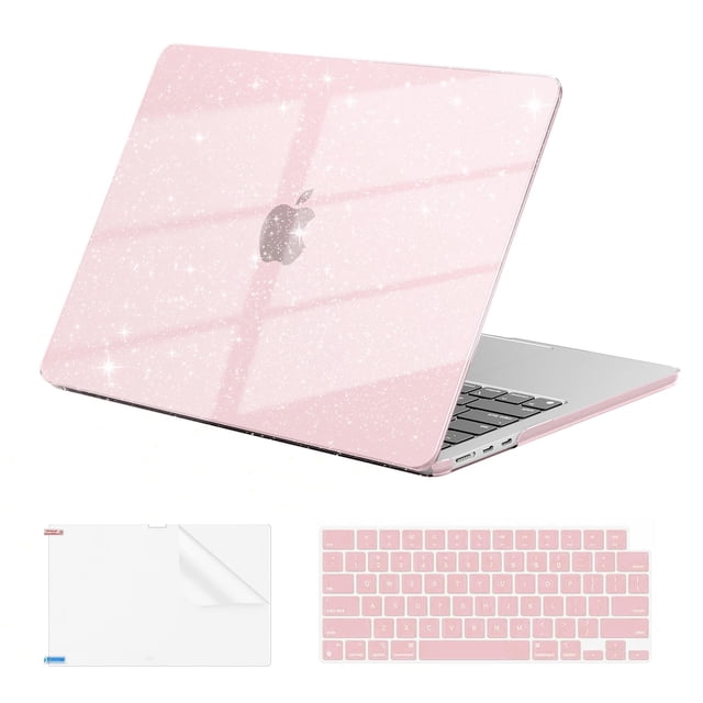 Funda rígida con brillo rosa para MacBook Air 13,6" M4 M3 M2 de EooCoo