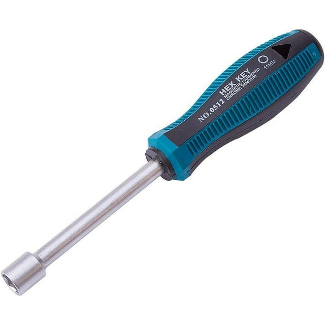 HUGFEGWE 11mm Nut Driver, 6-Point Hex Nut Socket Driver Non-Magnetic Tip, High-Torque Nut Driver for Added Torque, Round Shaft & Handle Triangle Enforce Hole CJB91-23038