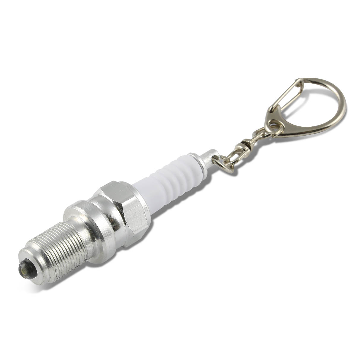 DNA Motoring 3D Miniature Spark Plug Style Keychain with LED Light