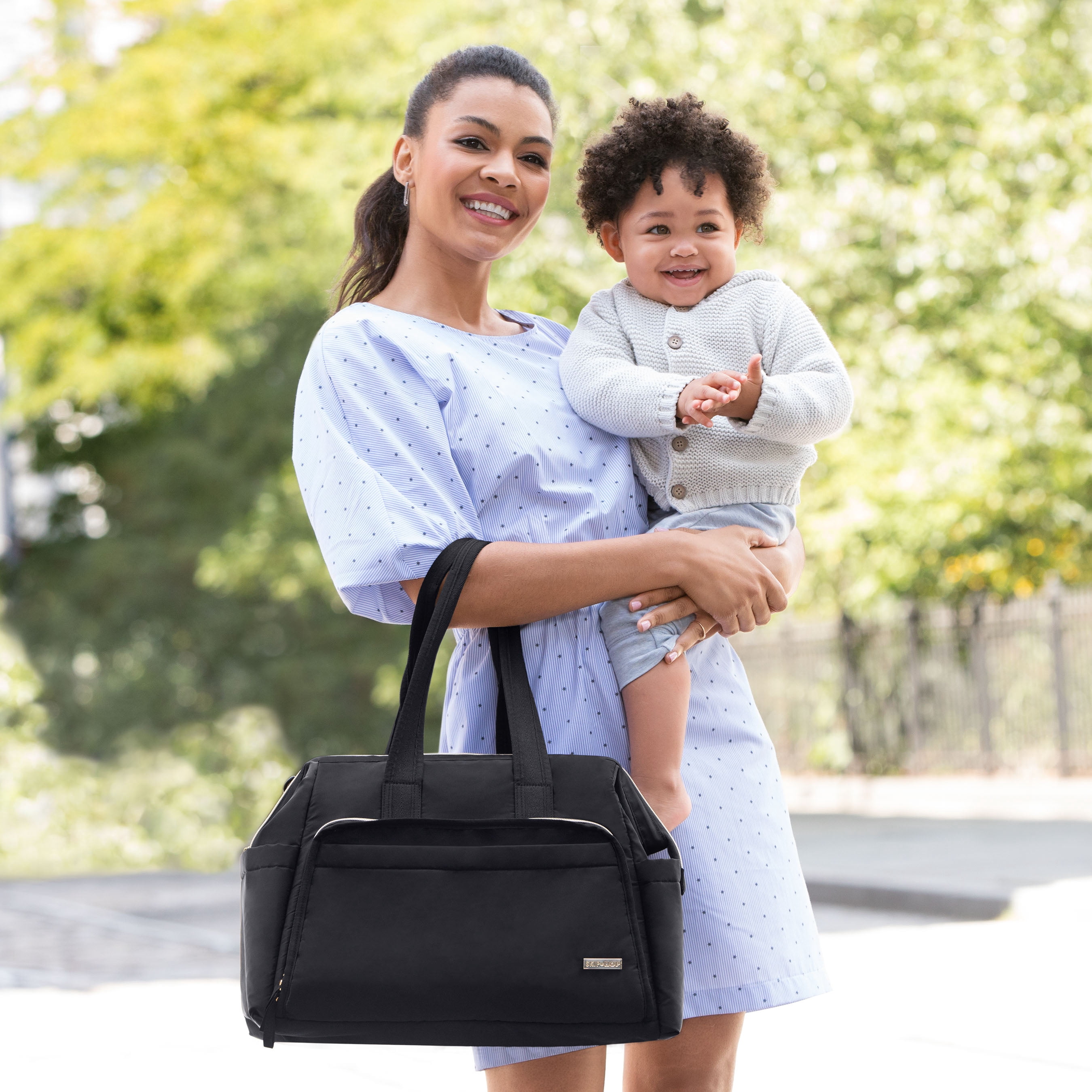skip hop mainframe wide open diaper satchel