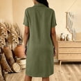 thumbnail image 6 of ClodeEU Women's Collared Half Button Short Sleeve Knee Length Dress with Pockets,Casual Summer Dress Army Green,Women's Plus L, 6 of 6