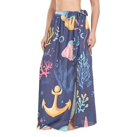 FORMRS Beach Sarong for Women Semi-Sheer Wrap Skirt Swimsuit Cover Up  Red Jellyfish