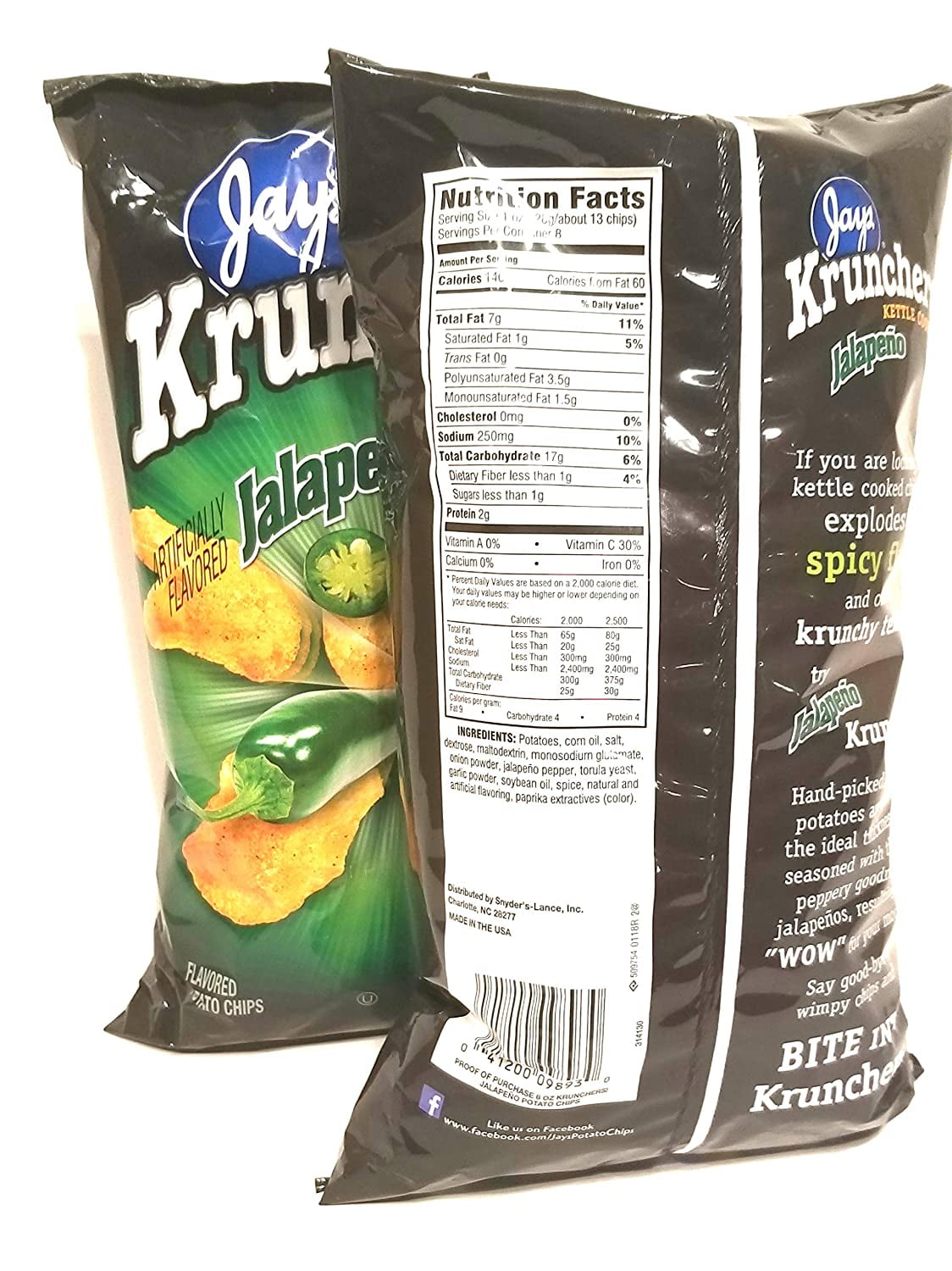 chipchipshop 2点 Double Pack 2 x 8 oz Bags Jalapeno Flavor Potato Chips - Walmart.com