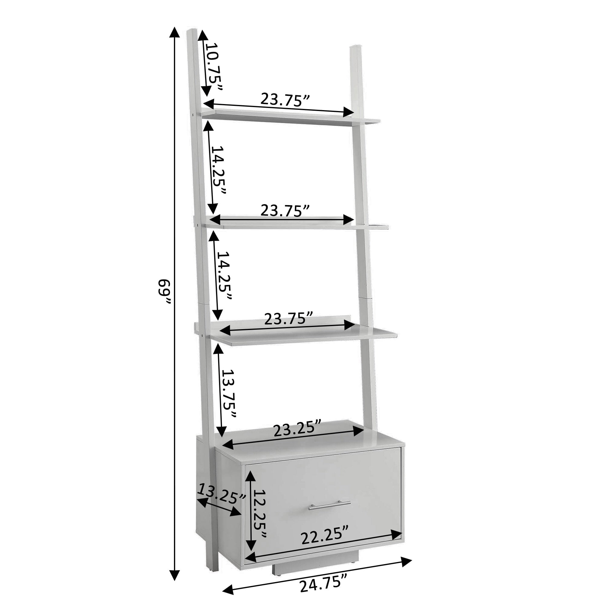 Convenience Concepts outlets American Heritage Ladder Bookcase with File Drawer, Driftwo