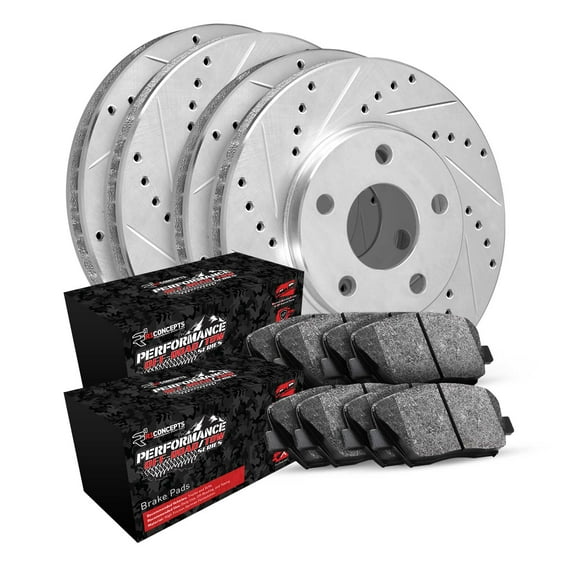 R1 Concepts Front Rear Brakes and Rotors Kit |Front Rear Brake Pads| Brake Rotors and Pads| Performance Off-Road Brake Pads and Rotors|fits 2007-2022 Lexus LX570; Toyota Land Cruiser, Sequoia, Tundra