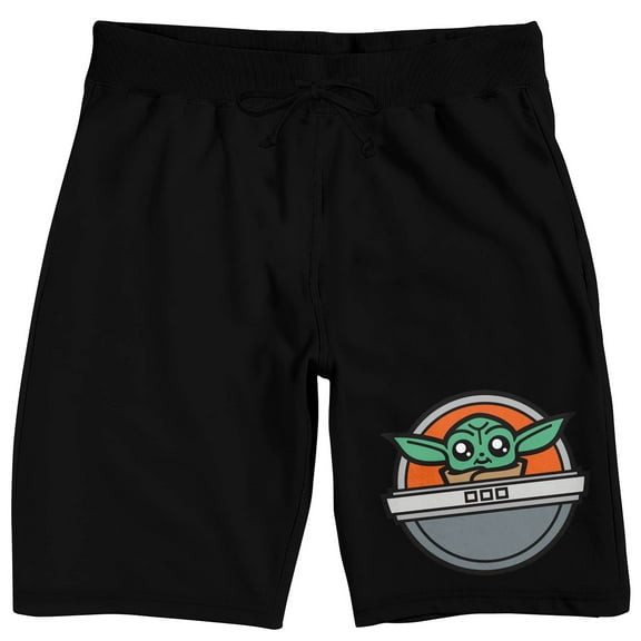 The Mandalorian Grogu In Hovercraft Men's Black Sleep Pajama Shorts-Small