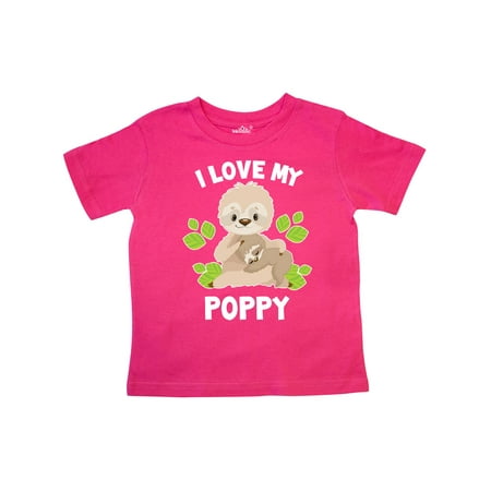 

Inktastic Cute Sloth I Love My Poppy with Green Leaves Gift Toddler Boy or Toddler Girl T-Shirt