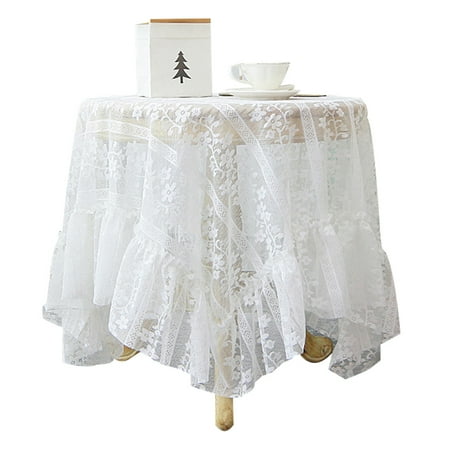 

White Lace Tablecloth Ruffle Table Skirt for Side Table Coffee Table Tea Table Wedding Banquet