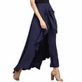 thumbnail image 2 of Karymi Women Clothing Solid High Waist Self Tie Wrap Ruffle Skort Pants, Asymmetrical Flounce Layer Wide Leg Palazzo Trousers Jeans for Women, 2 of 5