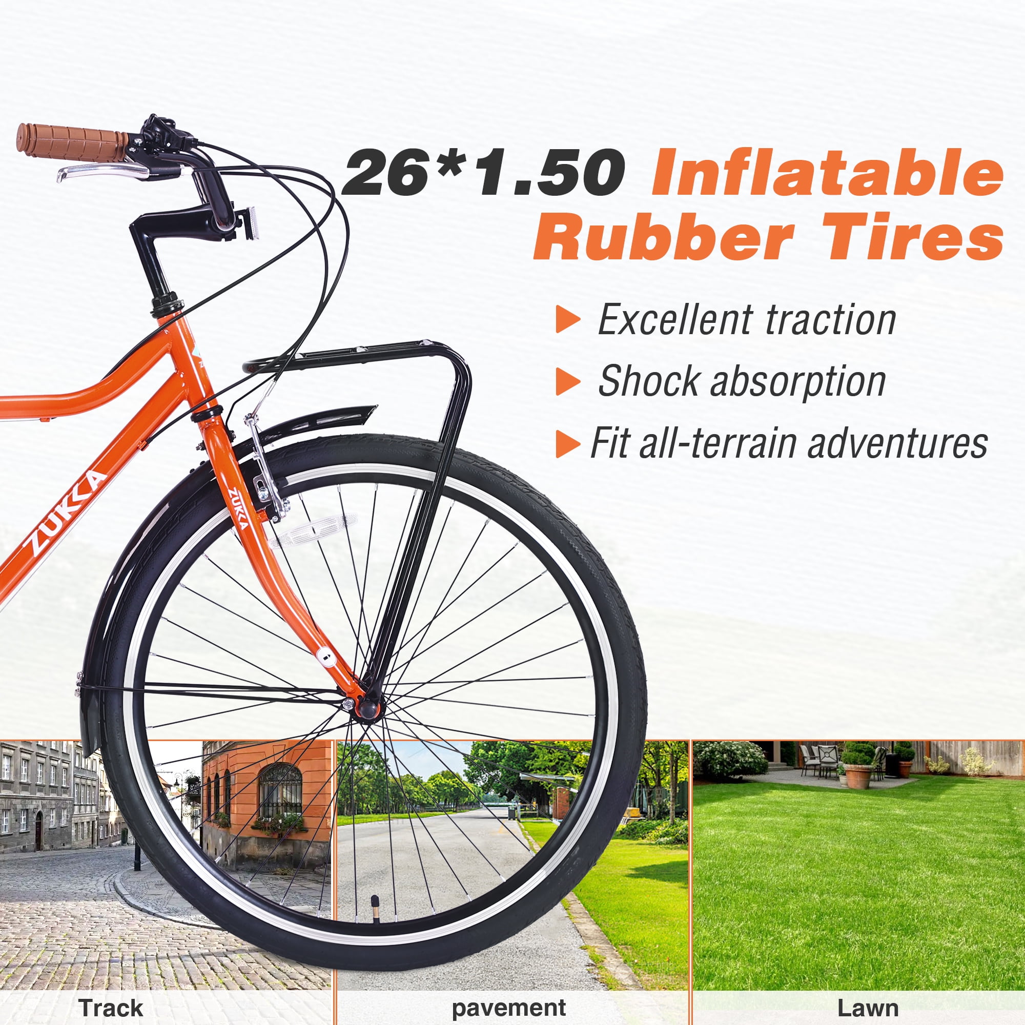 Vintage 26-Inch 7-Speed Bicycle for Men and Women, Steel Frame