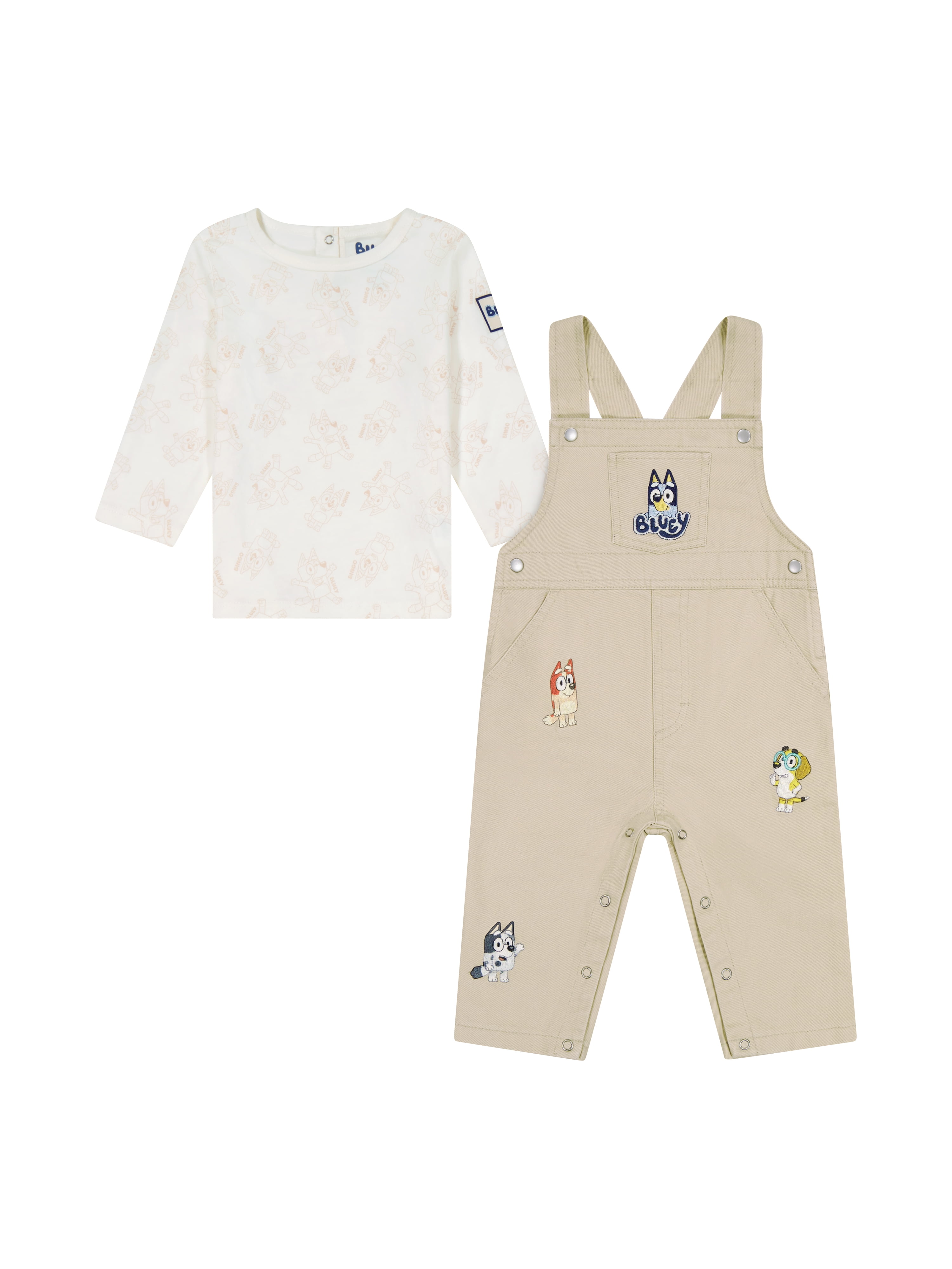 Bluey Baby Boy 2 Piece Overall Set, Sizes 0-24 Months