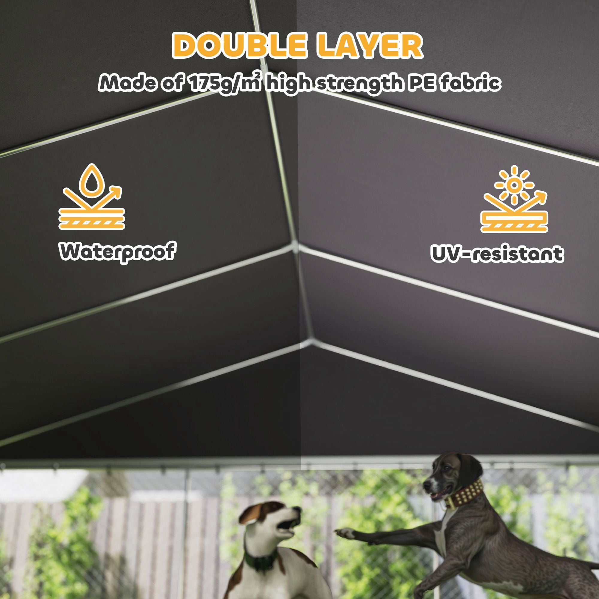Dranite Outdoor Dog Kennel with Waterproof Roof,19.7' x 19.7' x 8.9'