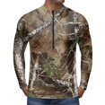 thumbnail image 3 of Realistic Tree Bark Camo Quarter Zip Pullover for Men, Long Sleeve Hunting Fishing Jersey with Moisture Wicking Quick Dry Fabric - Lightweight Outdoor Athletic Performance Tops Coffee M, 3 of 6