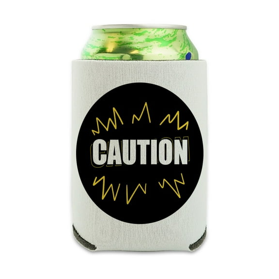 Caution Warning Can Cooler - Drink Sleeve Hugger Collapsible Insulator - Beverage Insulated Holder