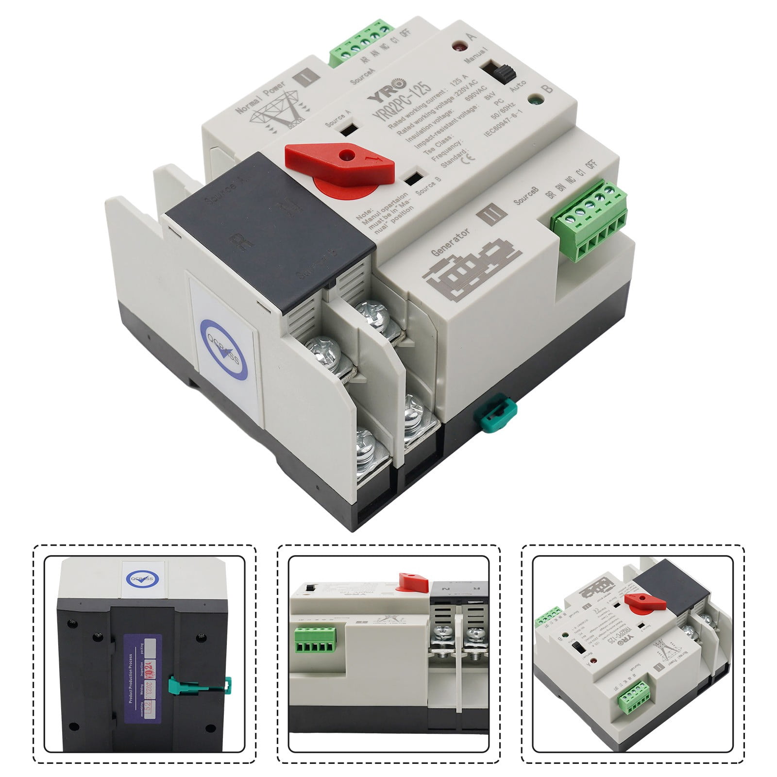 2P 125A Dual Power Automatic Transfer Switch Fit Generator Changeover Switch