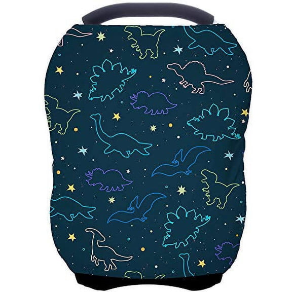 Car Seat Covers Canopy Cover - Multi-use Cover Carseat Canopy,Breathable Breastfeeding Cover,Car Seat Covers for Bbies,Boys & Girls Shower Gifts (Dark Blue Dinosaur)