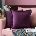 thumbnail image 1 of Wekity - Juego de 2 fundas de almohada decorativas de terciopelo suave y sólido con flecos de borlas, funda de cojín con acento bohemio para sofá cama (18.0 x 18.0 in, color morado, 1 of 5