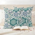 thumbnail image 3 of Teal Paisley Pattern Outdoor Waterproof Pillow Covers, Boho Ethnic Floral Traditional Decorative Square Throw Pillowcase Sofa Cushion Sham for Patio/Couch/Chair, 16"x16" 2 Pack, 3 of 8
